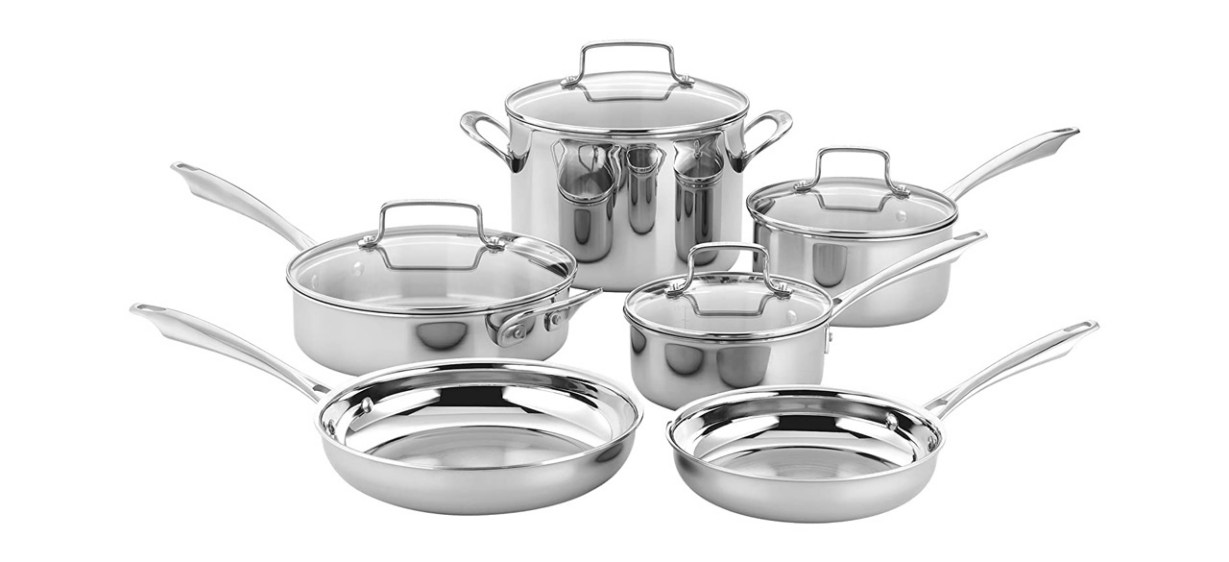 Cuisinart 10-Piece Tri-Ply Stainless Steel Cookware Set