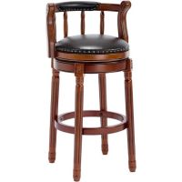 AULIFE Cow Top Leather Wooden Bar Stool