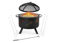 BirdRock Home Round Patio Fire Pit with Cover and Accessories