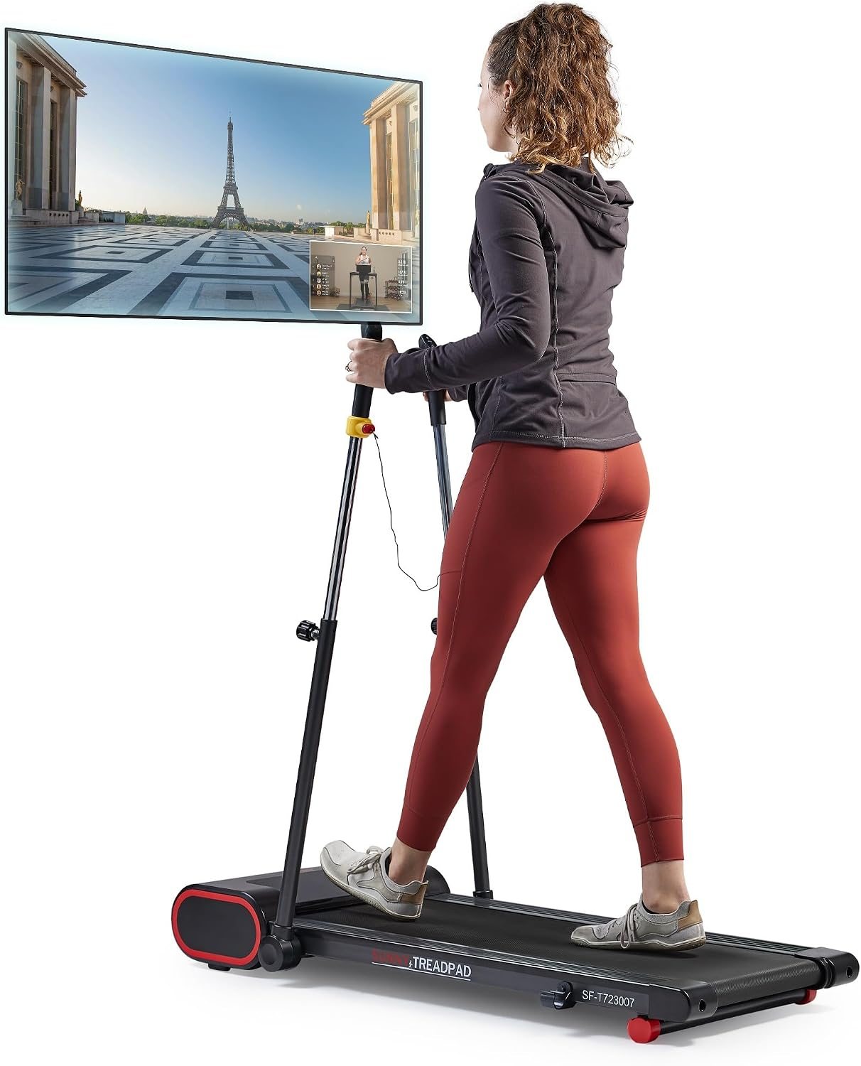 Sunny Health &amp; Fitness Slim Walking Pad Treadmill with Handlebars