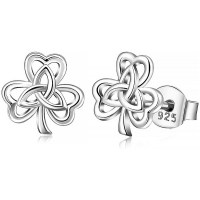 INFUSEU Sterling Silver Celtic Knot Stud Earrings