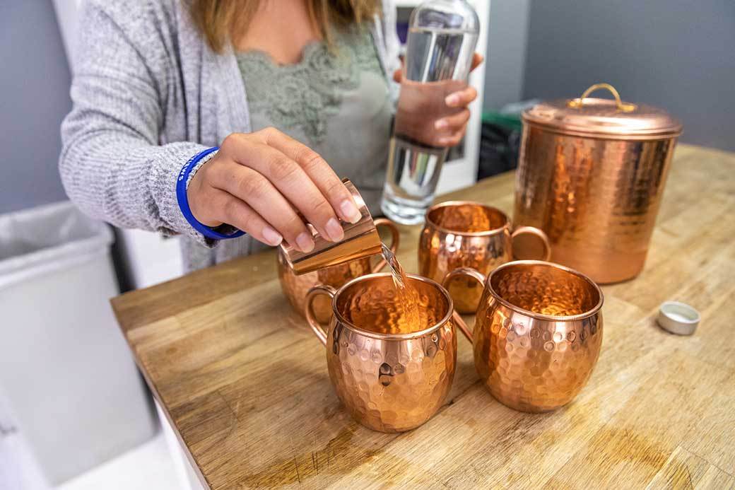 Benicci Moscow Mule Copper Mugs - Set of 2 - 100% Handcrafted - Food Safe Pure Solid Copper Mugs - 16 oz Gift Set with Bonus - Highest Q