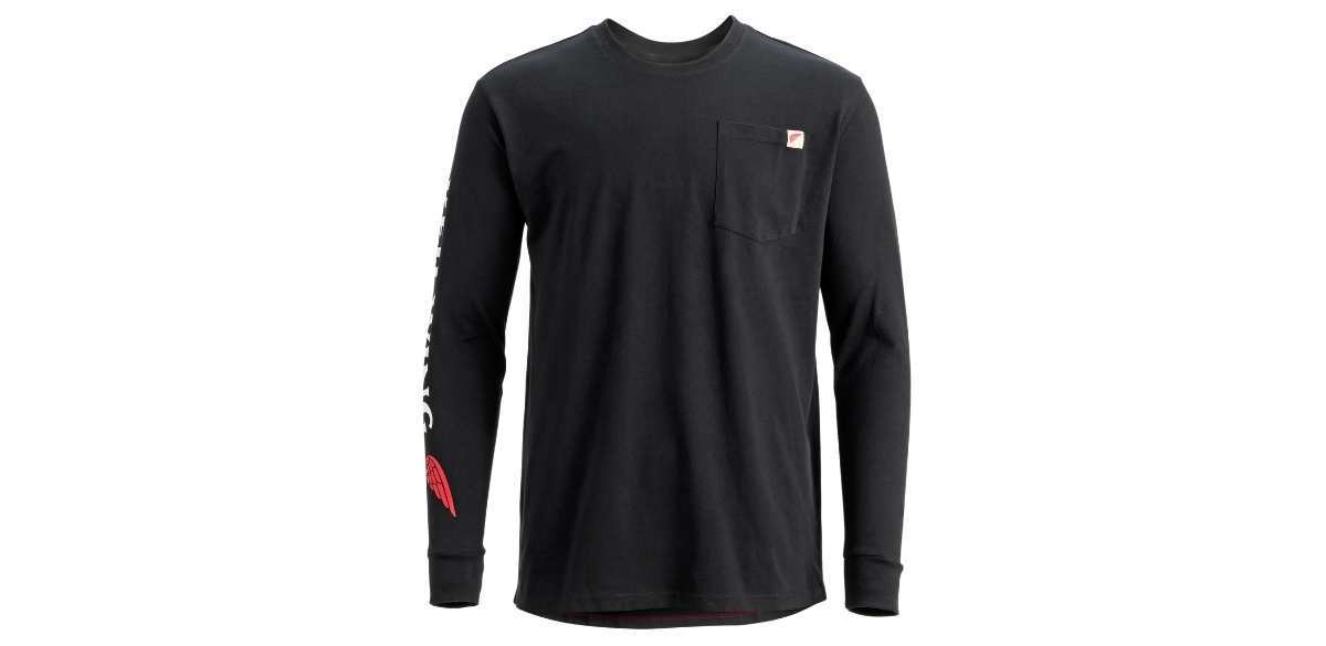 Red Wing Men’s Long-Sleeve Pocket T-Shirt with Sleeve Print