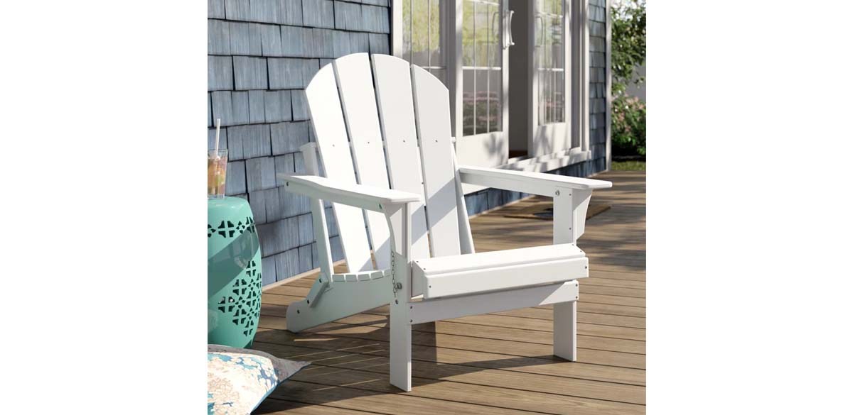 White Shawnna Weather-Resistant Foldable Outdoor Adirondack Chair