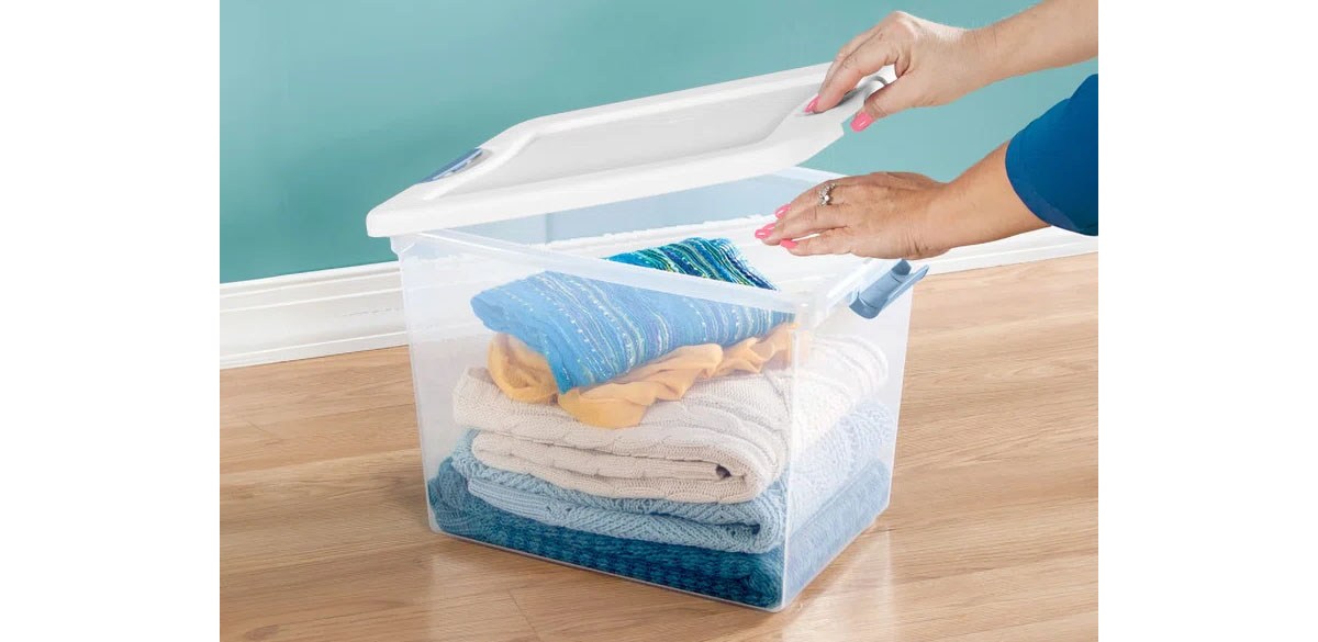 Sterilite Plastic Clear Stackable Latching Storage Box Container