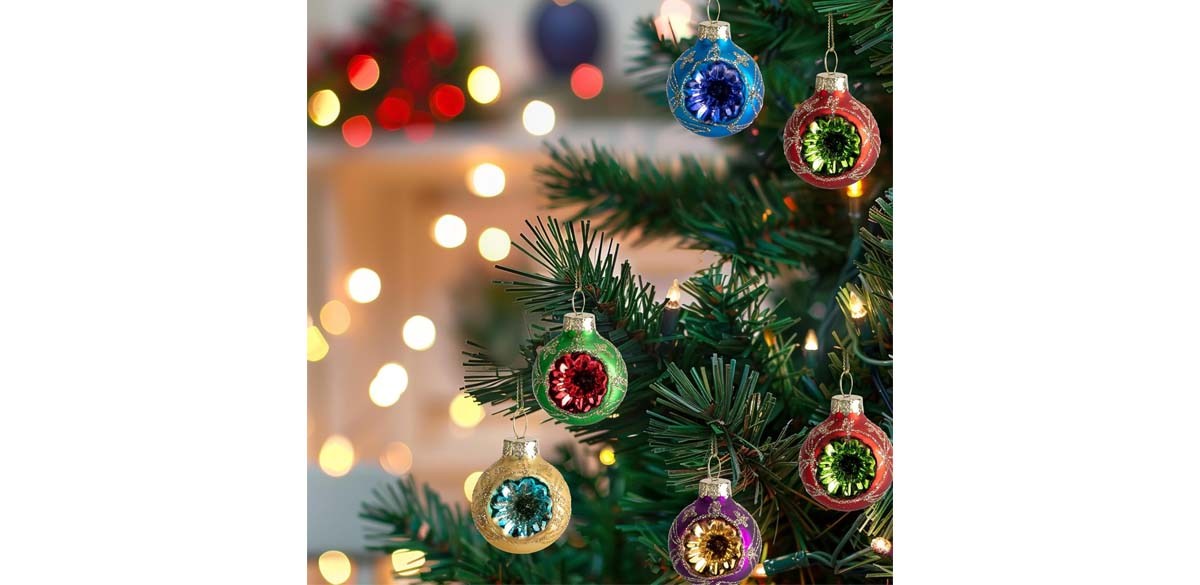 LFUTARI 9 Pcs Christmas Glass Reflector Ball Ornament