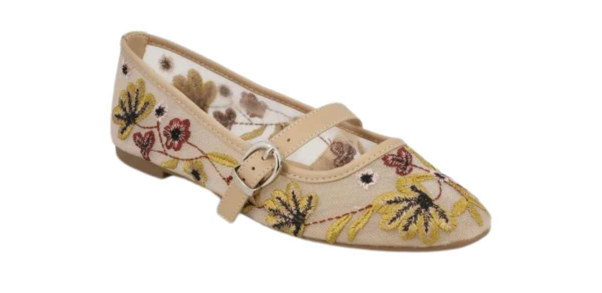 MIA Bluet Embroidered Mesh Mary Jane Flat