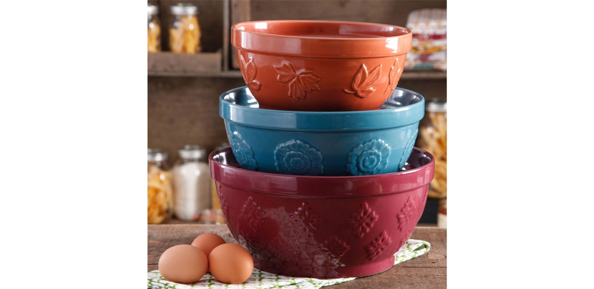 The Pioneer Woman Cornucopia Ceramic Mixing Bowl Set, 3 Piece