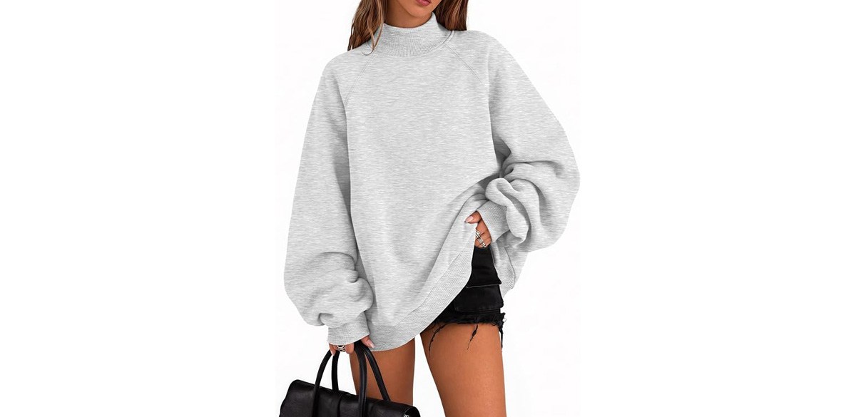 Trendy Queen Women’s Mock Neck Oversized Sweatshirt