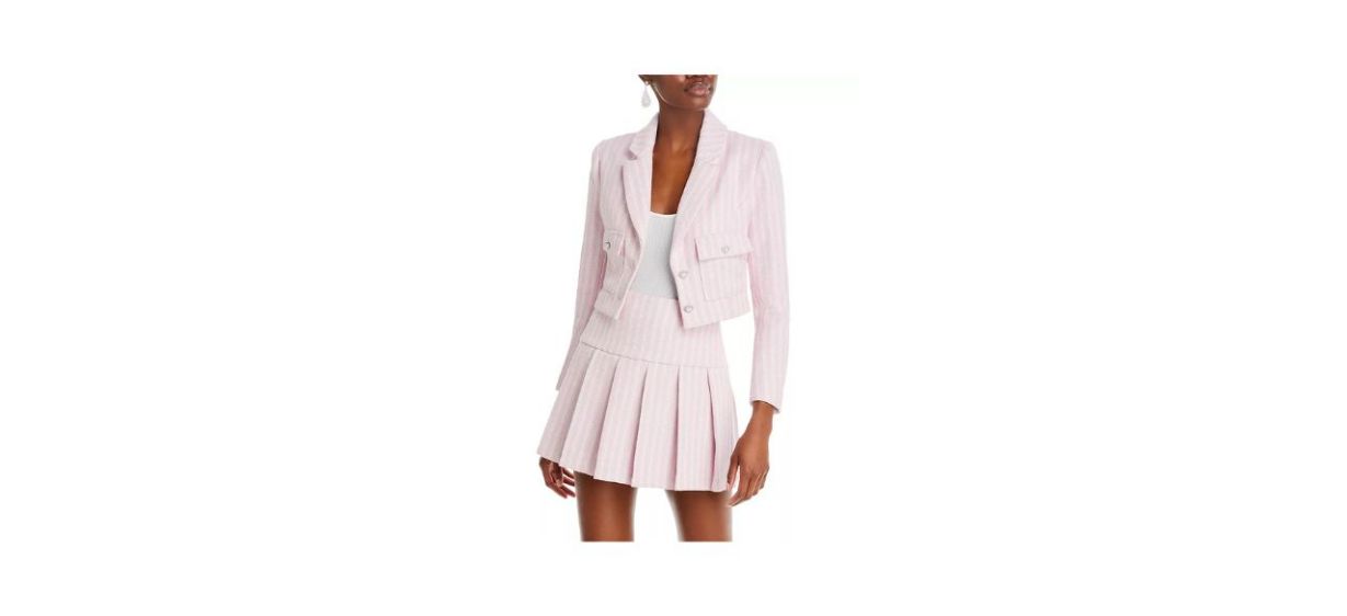 “Barbie” The Movie x Aqua Checked Cropped Blazer “Barbie” The Movie x Aqua Checked Cropped Blazer