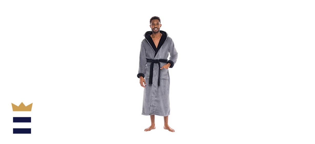 Alexander Del Rossa Warm Fleece Robe with Hood
