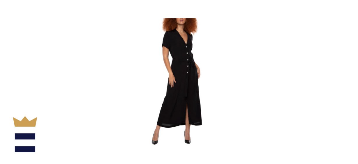 Back Tape Button-Down Maxi Dress