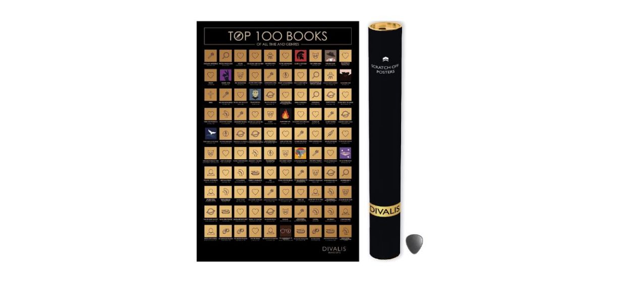 Divalis 100 Books Scratch Off Poster