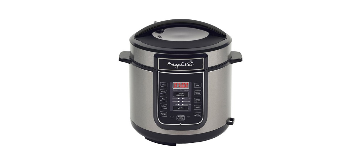 Megachef 6 Quart Stainless Steel Electric Digital Pressure Cooker with Lid