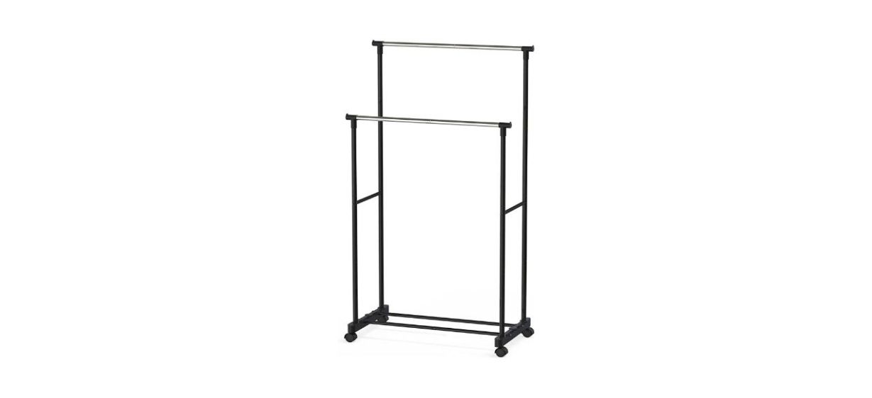 Simple Houseware Standard Double Rod Garment Rack, Silver