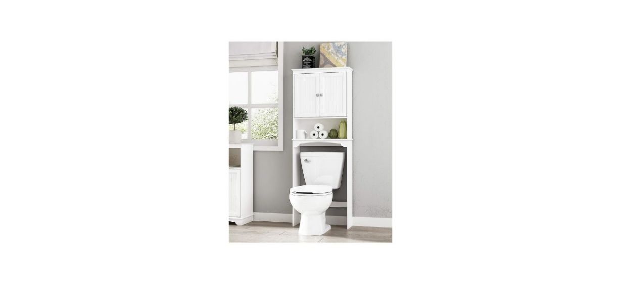 Spirich Over The Toilet Storage Cabinet, Bathroom Shelf Over Toilet,  Bathroom Storage Cabinet Organizer, White