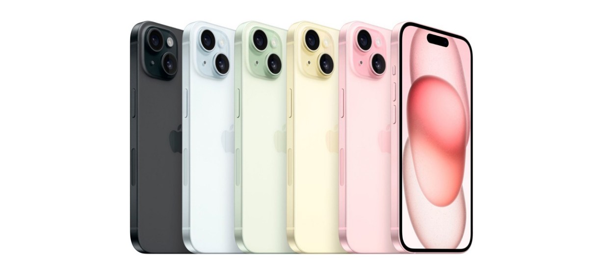 Various colors of iPhone 15s