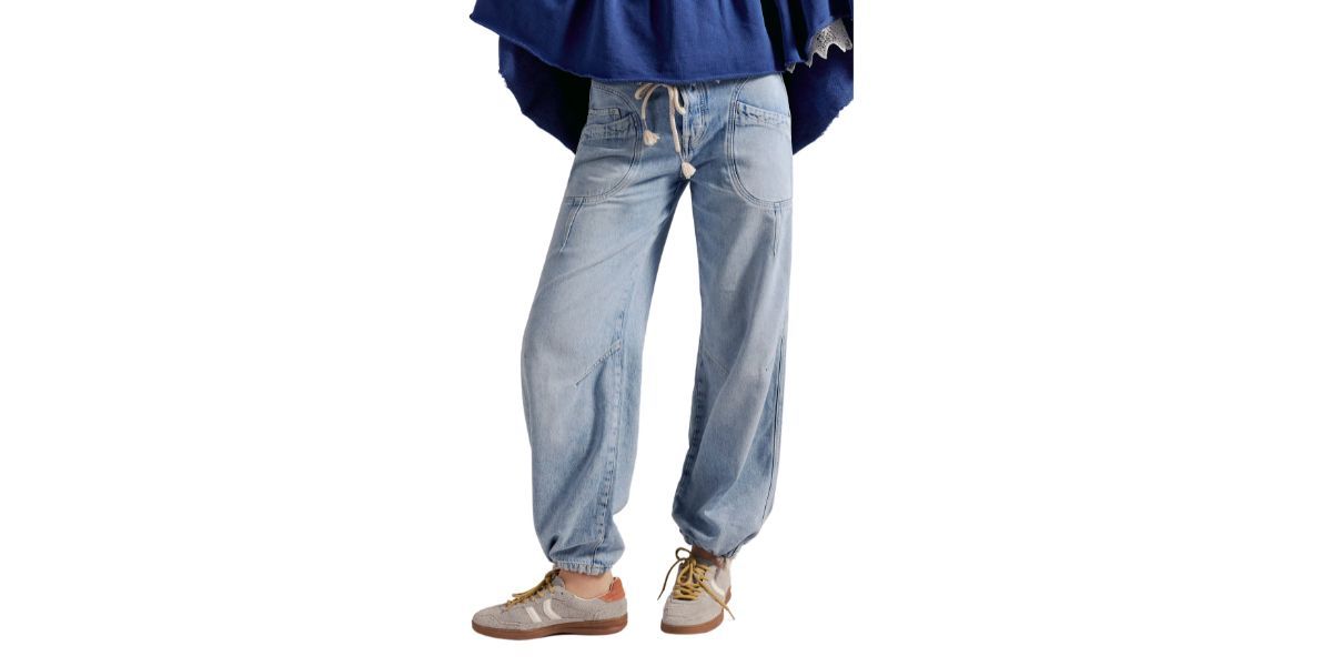 Free People Love Language Mid Rise Drawstring Jogger Jeans