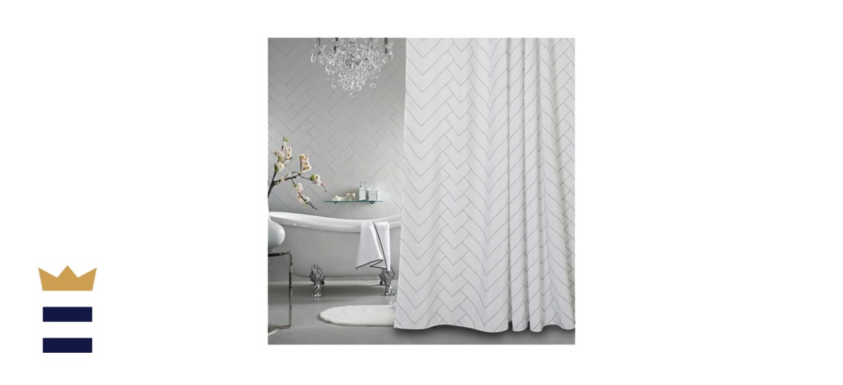 Latitude Run White And Grey Fabric Shower Curtain