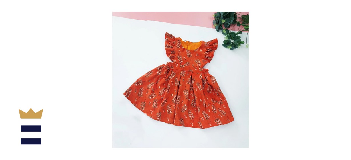 Little Girl Thanksgiving Ruffle Pinafore Dress