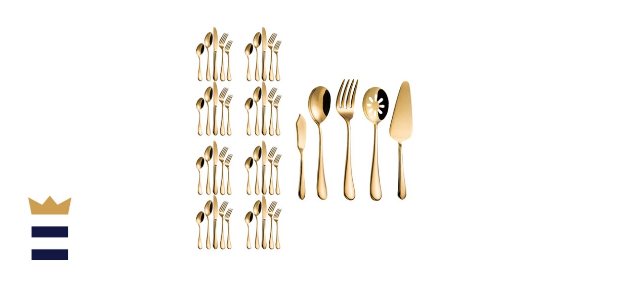 Magicpro Modern Royal 45-Piece Gold Flatware Set