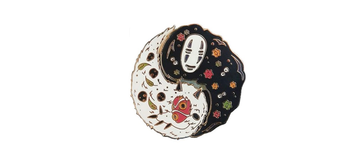 No-Face Ghibli Spirited Away Ying Yang Enamel Pin Japanese Ghost Fashion Accessory