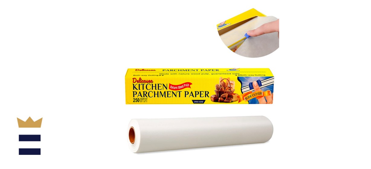 Delicasea 250 SQ FT Parchment Paper Roll for Baking 15 in x 200 ft with Slide Cutter