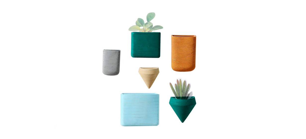 Purzest Ceramic Geometric Wall Planters, Set of Six
