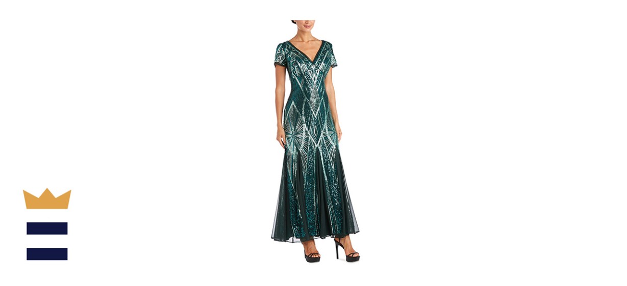 R &amp; M Richards Sequin Scoop-Back Gown