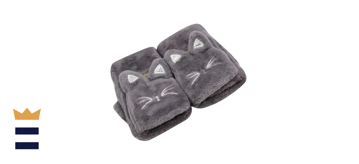 RarityUs Cute Cat Plush Convertible Flip-Top Winter Fingerless Thick Mittens