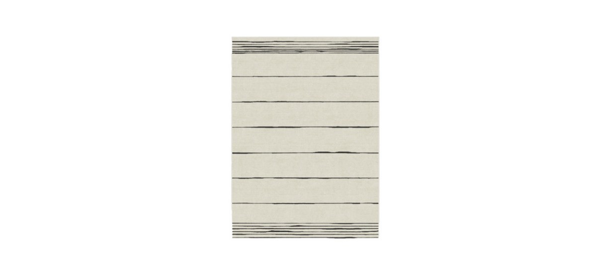 The Home Edit Clea Ivory &amp; Black Rug on white background