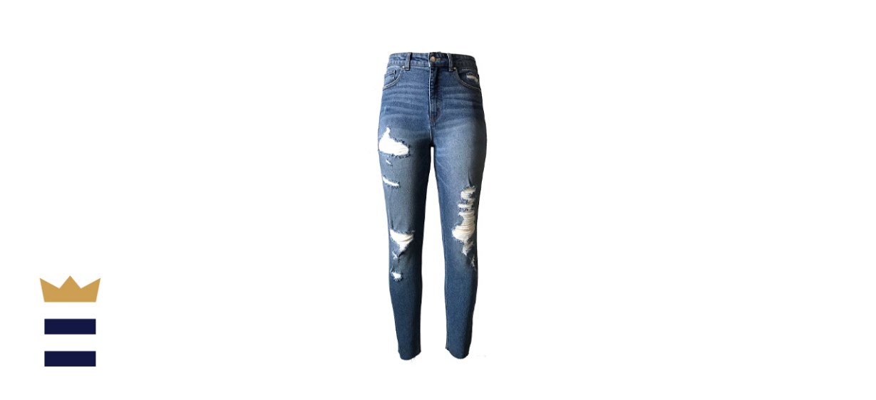 Tinseltown Juniors Ripped Mom Jeans 