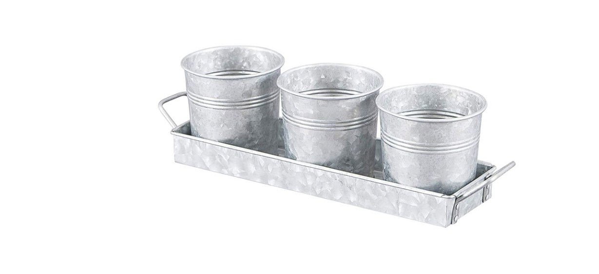 Walford Home Farmhouse Flower Pot and Tray Set