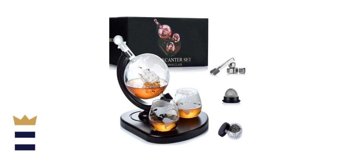 WEEBNG Whiskey Decanter Set,Globe Wine Decanter Set