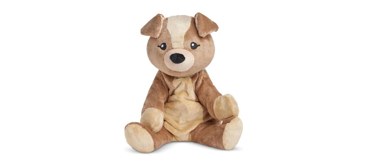 HUGIMALS Charlie The Puppy plush weighted stuffed animal; light brown and tan