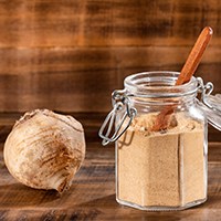 a jar of powdered maca