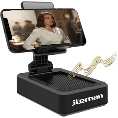 JTEMAN Cell Phone Stand with Wireless Bluetooth Speaker