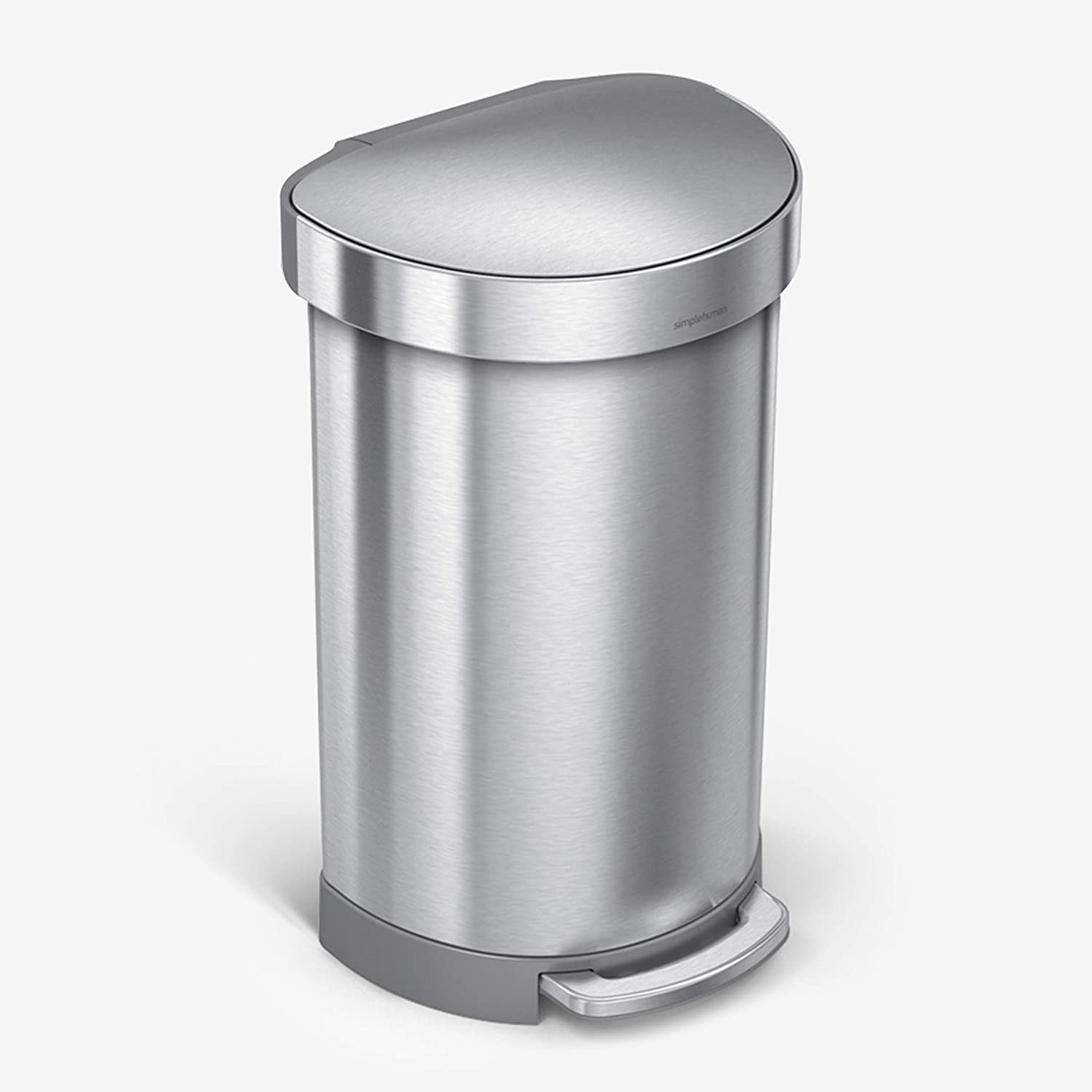 simplehuman 12-Gallon Stainless Steel Semi-Round Kitchen Step Trash Can