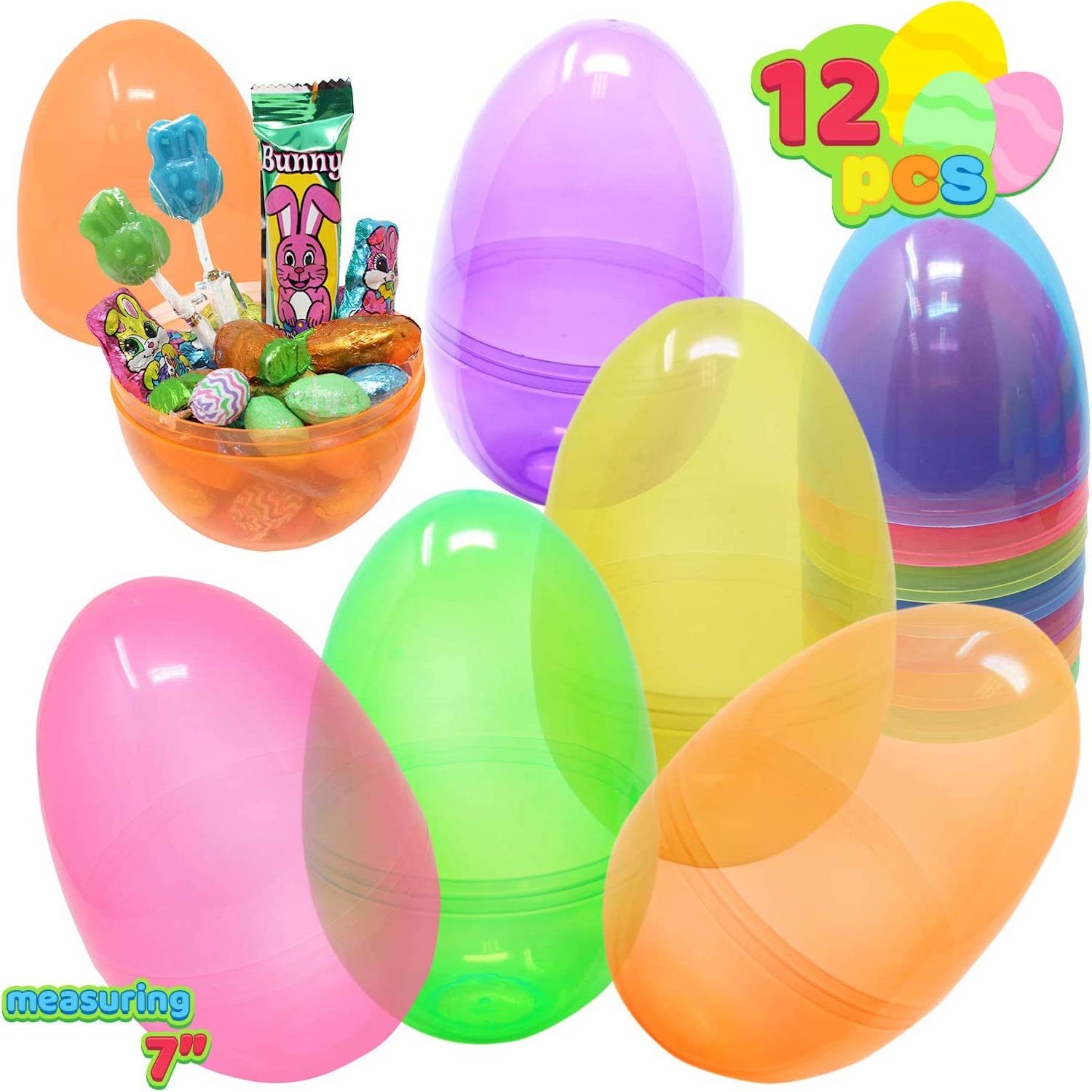 JOYIN Jumbo Plastic Clear Easter Eggs
