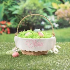 The Holiday Aisle Brown Burlap Lined Easter Basket with Custom Name