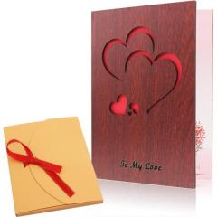 Creawoo Handmade Walnut Wood Love Greeting Card