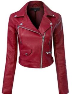 Design by Olivia Women's Long Sleeve Zipper Closure Moto Biker Faux Leather Jacket