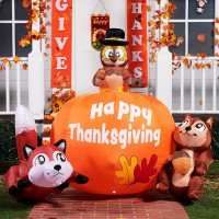 Joiedomi 6-Foot Tall Thanksgiving Inflatable Turkey on Pumpkin