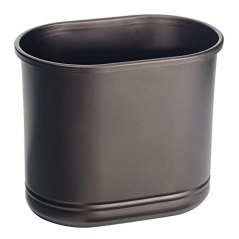 mDesign Oval Slim Design Metal Trash Can