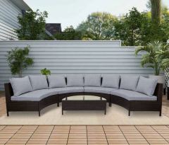 Latitude Run 5-Piece Outdoor Rattan Curved Sectional Furniture Set